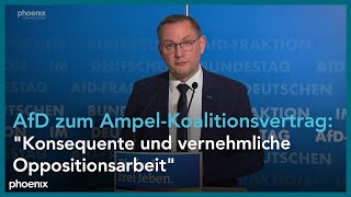 Statement von AfDChef Tino Chrupalla zum neuen AmpelKoalitionsvertrag [upl. by Nodnahs358]