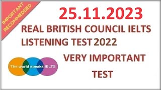 NEW BRITISH COUNCIL IELTS LISTENING TEST WITH ANSWERS  25112023 [upl. by Anerom616]