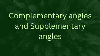 Complementary and Supplementary angles  how to find the complementary angles Supplementary angles [upl. by Analle]