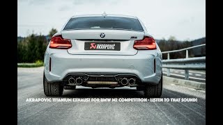 Prototype Akrapovic SlipOn Titanium exhaust for BMW M2 Competition  Sound Check [upl. by Anallise]