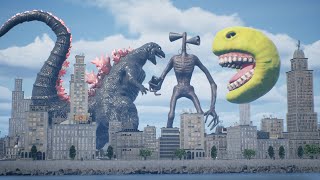 Siren Head VS Pacman And Godzilla Full Version 3DCG [upl. by Scever]