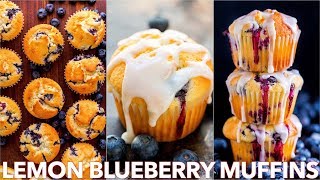 Easy Blueberry Muffins Recipe With Lemon Glaze [upl. by Adnauqal]