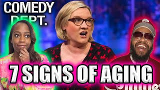 Sarah Millican Seven Signs Of Aging AMERICAN COUPLE REACTS [upl. by Sulrac]