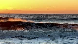 SloMo Ocean spray on top of crashing wave at sunrise nature ocean waves sunrise sun short [upl. by Barlow380]