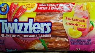 TWIZZLERS FILLED TWISTS PINK LEMONADE REVIEW LIMITED EDITION [upl. by Hawthorn]