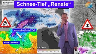 SchneeTief quotRenatequot im Südwesten Milderung am Wochenende Wettervorhersage 2127112024 Glätte [upl. by Neerod]