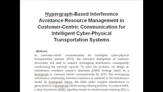 Hypergraph Based Interference Avoidance Resource Management in Customer Centric Communication for In [upl. by Renick]