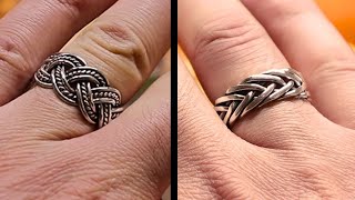 How to make very stylish silver handwoven rings [upl. by Eaton]