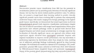 Mixed Supervision of Histopathology Improves Prostate Cancer Classification From MRI [upl. by Suirauqram90]