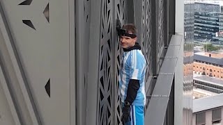 Man Arrested While FreeClimbing Skyscraper in Buenos Aires [upl. by Aynnat]