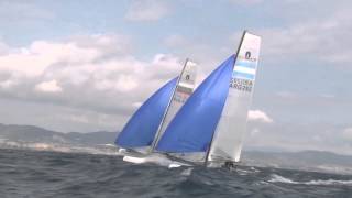 Nacra 17 European Championship Barcelona  day 2 strong wind [upl. by Eppesuig]