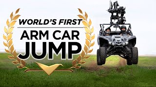 Worlds First Arm Car JUMP  MotoCrane RADICAL [upl. by Yraillih]