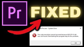 How to Fix Premiere Pro MSVCP110dll MSVCR110dllMSVCR100dll was not found [upl. by Vanhomrigh]