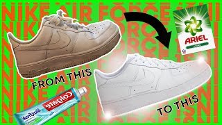 HOW TO CLEAN AIR FORCE 1s USING HOUSEHOLD ITEMS [upl. by Gibe]