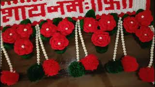 beautiful 🌹rose flower toran design 🌹woolen door hanging toran design 🌹crochet [upl. by Alekat]