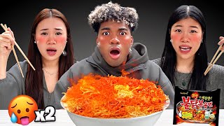 Spicy Noodle Challenge With My Sister MUKBANG [upl. by Nnairek951]