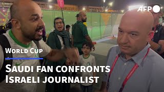 Saudi fan confronts Israeli reporter at World Cup in Qatar  AFP [upl. by Greenwell]