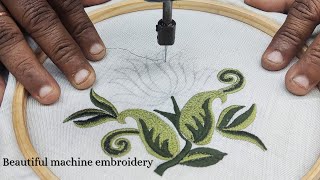 Beautiful Lotus flower embroidery  machine embroidery for beginners  Flower design [upl. by Eustace725]