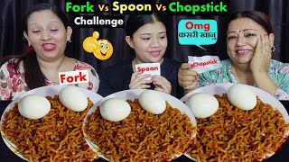 FORK VS SPOON VS CHOPSTICKS CHALLENGE  REPLAYING NEGATIVE COMMENTS BudaBudiVlogs [upl. by Alarise688]