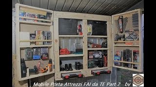 🛠 FAI DA TE 🛠 MOBILE PORTA ATTREZZI DA PARETE CON DOPPIA ANTA fatto con un bancale PART One PART2 [upl. by Berkman]