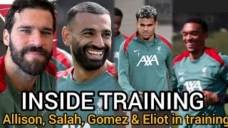 INSIDE TRAINING Liverpool under 21 welcome Allison Salah Gomez amp Eliot in training today [upl. by Adiuqal]