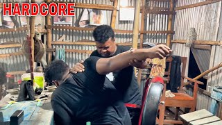 Acupressure Bangladeshi Street Barber Head Massage On The Busy Roadside💈Neck Cracking  ASMR [upl. by Eriam]