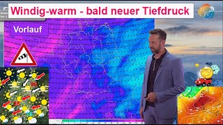 Heute wärmster Tag sonst weiter windigwarm Bald neuer Tiefdruck Wettervorhersage 1825092024 [upl. by Hanson]