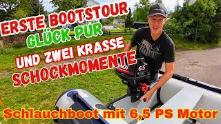 ERSTE BOOTSTOUR😍Zwei Schockmomente und Glück pur😃 TEST Schlauchboot mit 65 PS Hangkai Motor VLOG160 [upl. by Harlen306]