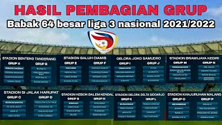 Berikut Hasil drawing pembagian grup babak 64 besar liga 3 nasional 2021 2022 [upl. by Skvorak]