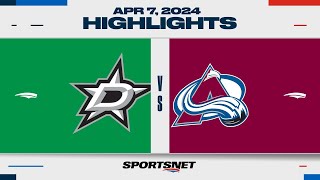 NHL Highlights  Stars vs Avalanche  April 7 2024 [upl. by Suiratnauq]