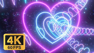 Pink amp Blue Neon Hearts Tunnel 🩷🩵🩷 HighSpeed Rollercoaster  60FPS VJ Loop Heart Background [upl. by Ajssatsan313]