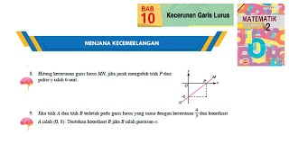 KSSM Matematik Tingkatan 2 Bab 10 kecerunan garis lurus menjana kecemerlangan no89 buku teks form 2 [upl. by Ellehs]