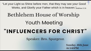 16 June 24 YOUTH MEETING Speaker Bro Spurgeon [upl. by Lello910]