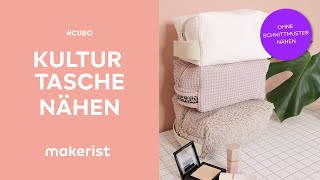 Kulturtasche Cubo ohne Schnittmuster nähen makerist easy DIY [upl. by Latoye789]