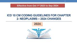 ICD 10 cm coding guidelines for Chapter 2 Neoplasms 2024 changes [upl. by Eanrahc]