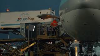 Loading cargo onto the plane with container loader [upl. by Appolonia821]