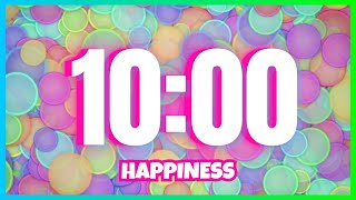 10 Minute Timer With Happy Music  Classroom  Rainbow  Alarm [upl. by Karie924]