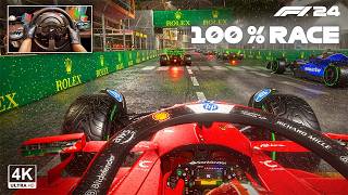 Charles Leclercs Ferrari SF24  F1 24 100  Night Race Monaco GP Steering Wheel Gameplay [upl. by Kcirdnekal733]