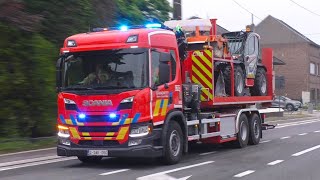 EQ2B Sirene Brandweervoertuigen uit Asse en Lennik met spoed onderweg naar dier in nood in Ternat [upl. by Sirak353]