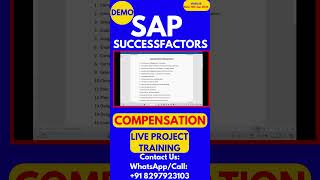 SAP SuccessFactors Compensation Training Video 28 16 Sep 2024 sapsuccessfactorstraining [upl. by Ettegirb]