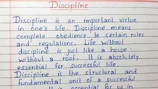 Write a short essay on Discipline  Essay writing  English [upl. by Helfant460]