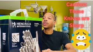 Unboxing the Henckels SelfSharpening Knivesthese knives are sharp [upl. by Nert]