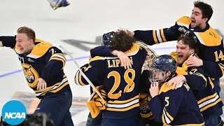 Quick OT goal gives Quinnipiac 2023 NCAA mens hockey title [upl. by Annuhsal]