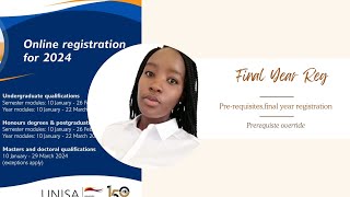 UNISA REGISTRATION 2024  FINAL YEAR LLB Prerequisites Override  unisa [upl. by Abisia]