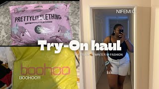 Boohoo amp PLT Tryon haul autumnfashion [upl. by Boony]