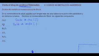 Formulación inorgánica 19 Óxidos No metálicos nomenclatura de Stock [upl. by Irish]