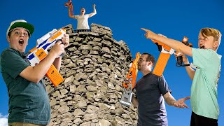 King of the Castle Family Nerf Battle Ethan and Cole Challenge Family [upl. by Anipsed]