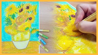 크레파스로 명화 따라그리기 고흐 해바라기  Van Gogh Sunflower Oil pastel painting [upl. by Arimlede]