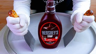 Hersheys syrup ice cream rolls street food  ايسكريم رول على الصاج هيرشي سيرب [upl. by Ainalem]