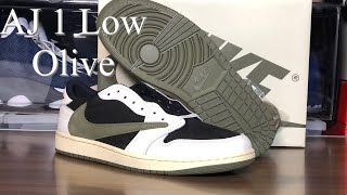 AJ 1 Low Travis Scott Olive review 3rd Party [upl. by Sucerdor]